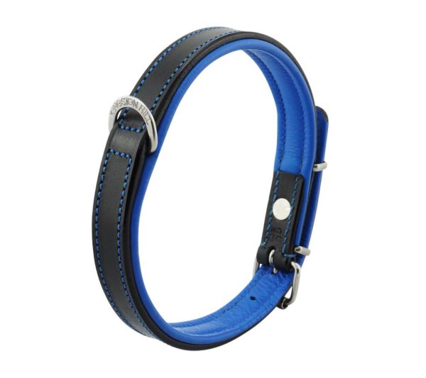 Blue leather dog collar